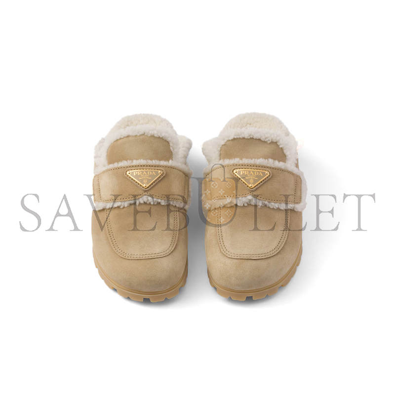 PRADA SUEDE AND SHEARLING SLIPPERS 1S711M PRADA SUEDE AND SHEARLING SLIPPERS 1S711M